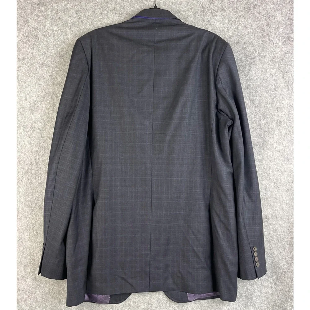 Ted Baker Endurance Blazer Sport Coat Mens‎ 46XL Blue Gray Plaid Wool 2 Button